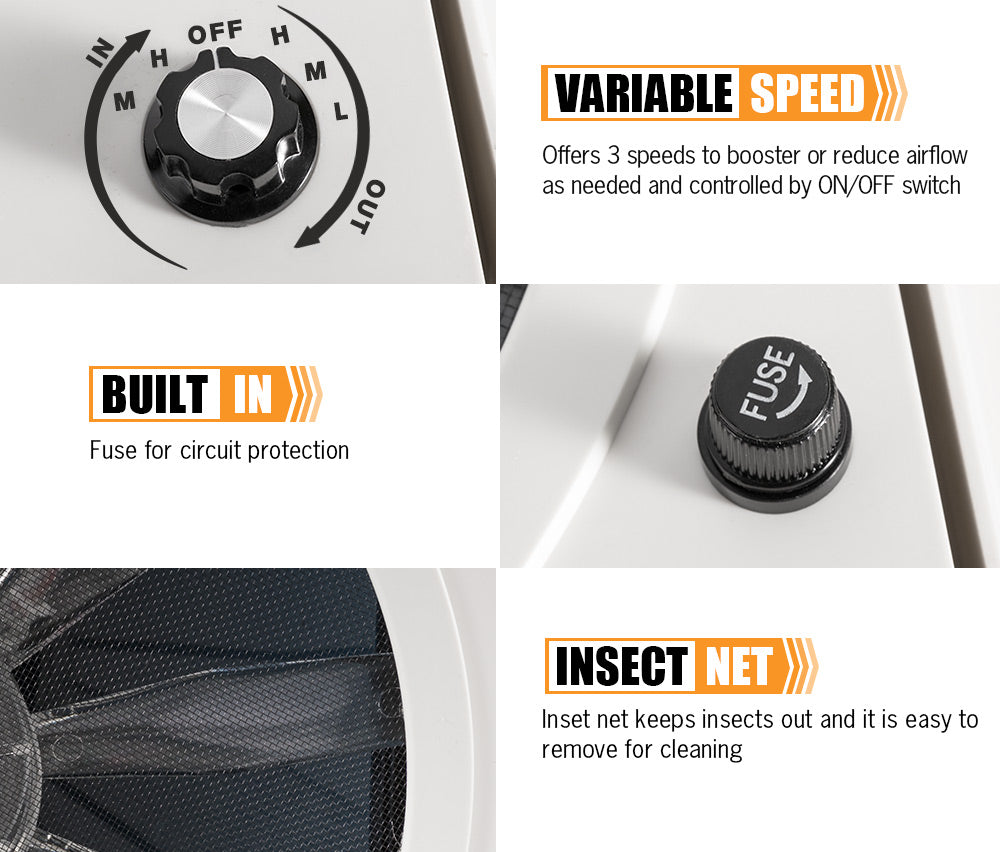 Caravan Roof Vent Hatch Pop up Fan Vents 12V RV 3 Speed Motorhome Smoke Blue - Sunyee