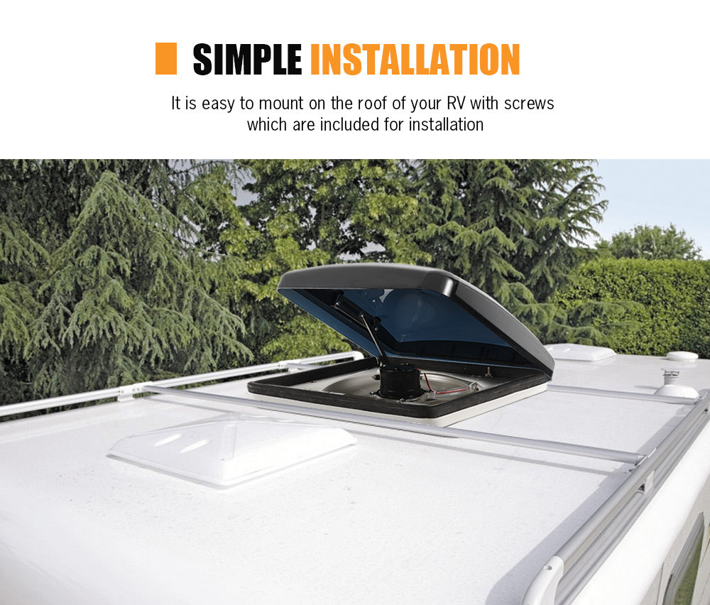 Caravan Roof Vent Hatch Pop up Fan Vents 12V RV 3 Speed Motorhome Smoke Blue - Sunyee