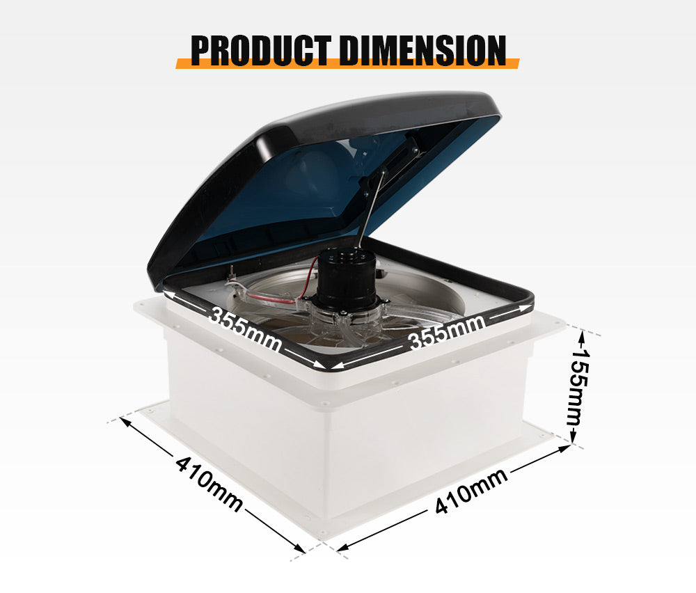Caravan Roof Vent Hatch Pop up Fan Vents 12V RV 3 Speed Motorhome Smoke Blue - Sunyee
