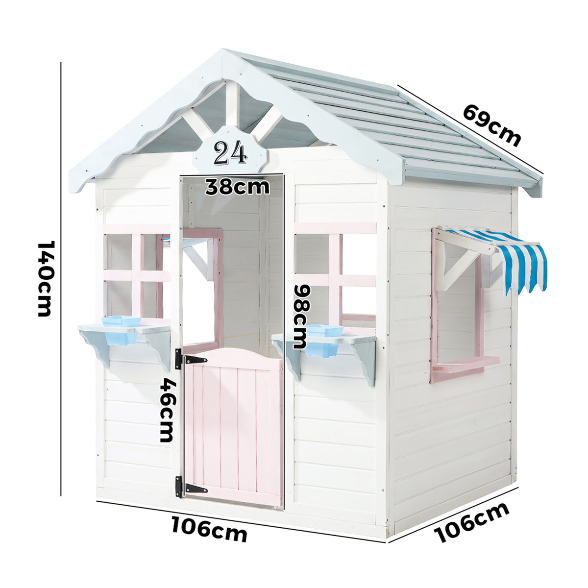 Mazam Kids Wooden Cubby House Outdoor Playhouse Cottage Awning Backyard Play