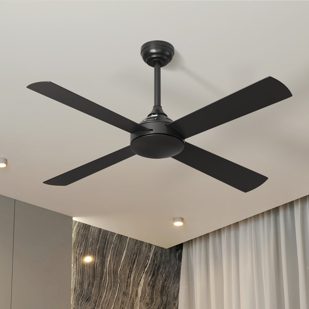 Vevare 52'' Ceiling Fan AC Motor with Remote Control Timer 4 Blades Fans Black - Sunyee