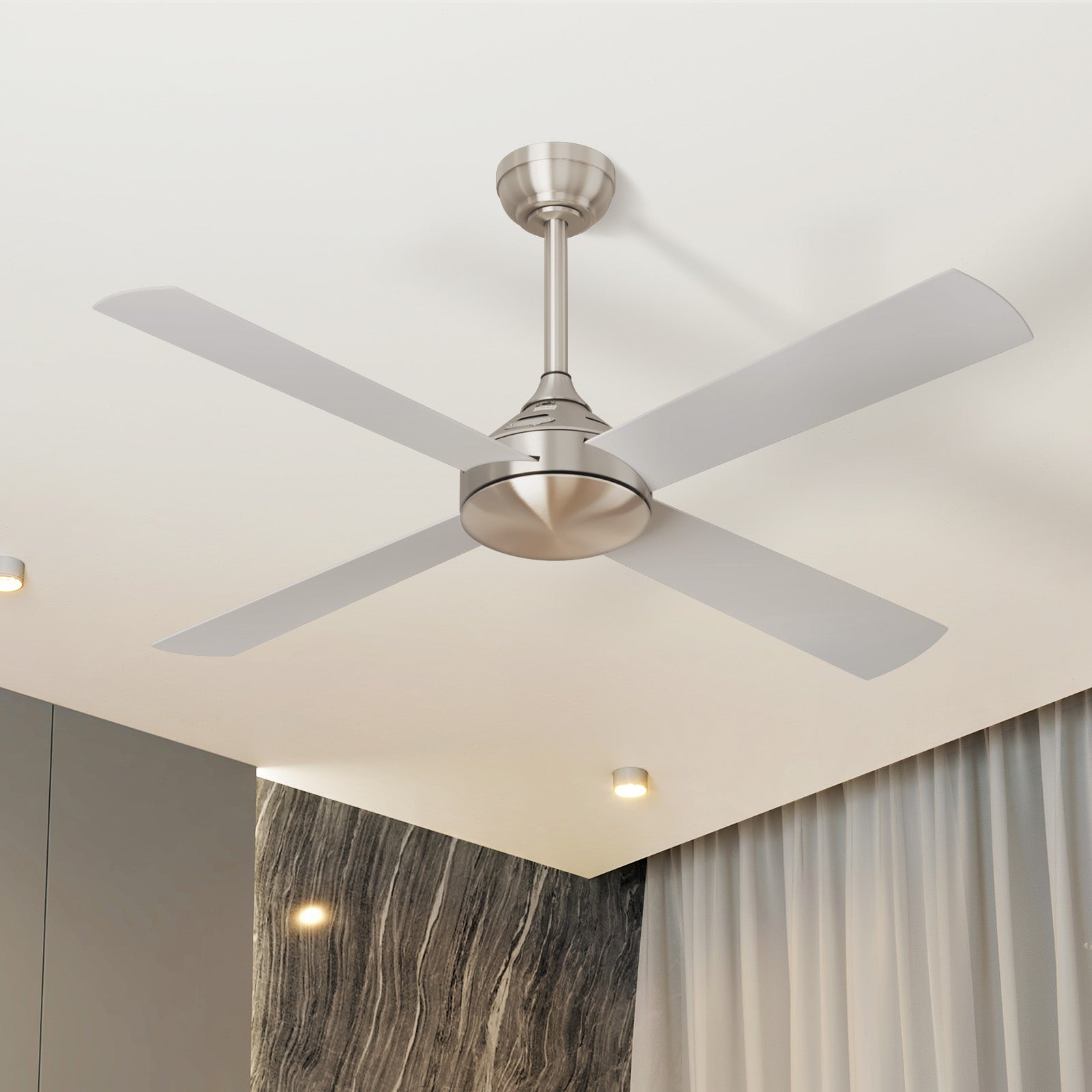 Vevare 52'' Ceiling Fan AC Motor with Remote Control Timer 4 Blades Fans Silver - Sunyee
