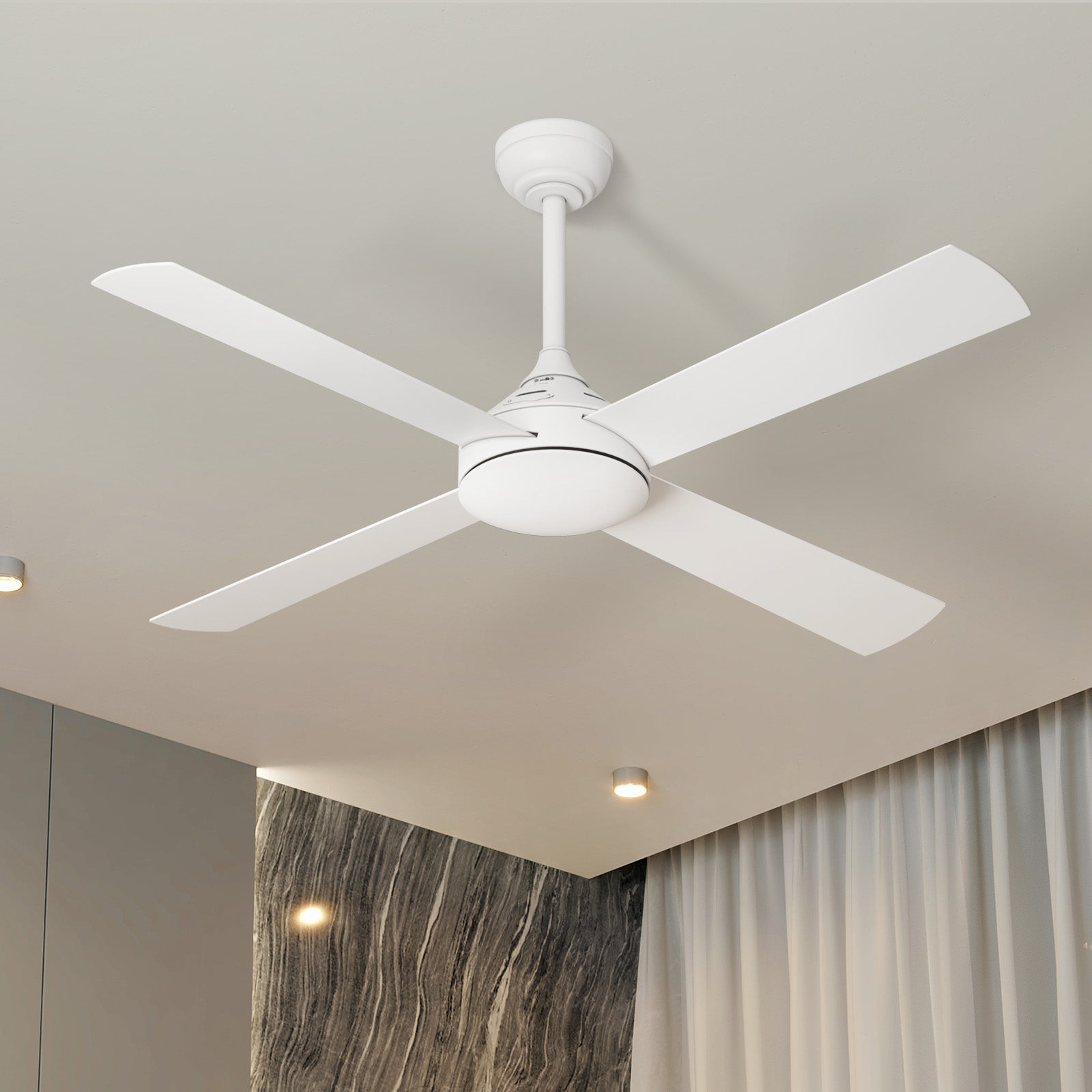 Vevare 52'' Ceiling Fan AC Motor with Remote Control Timer 4 Blades Fans White - Sunyee