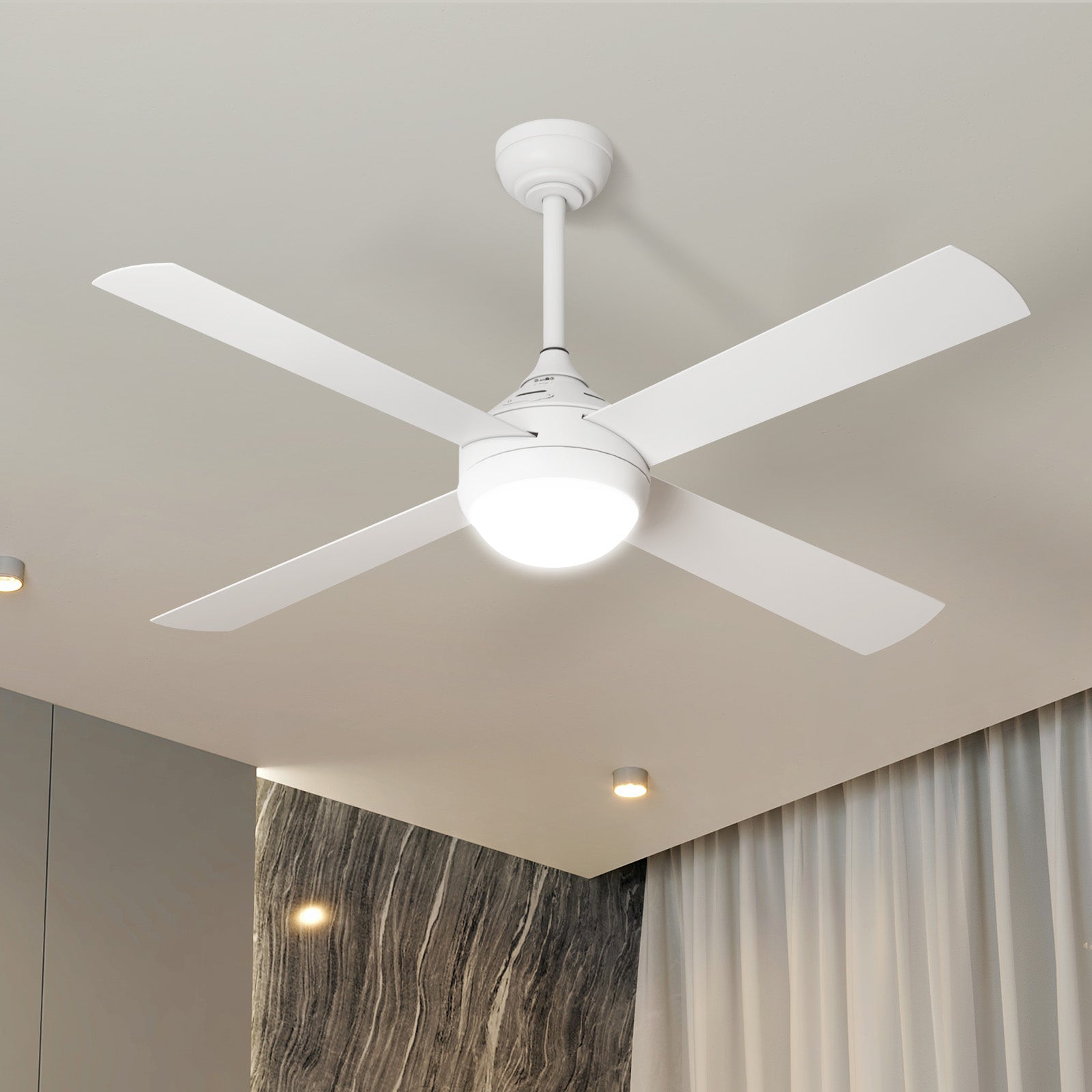 Vevare 52'' Ceiling Fan AC Motor With Light Remote Control Fans 4 Blades White - Sunyee