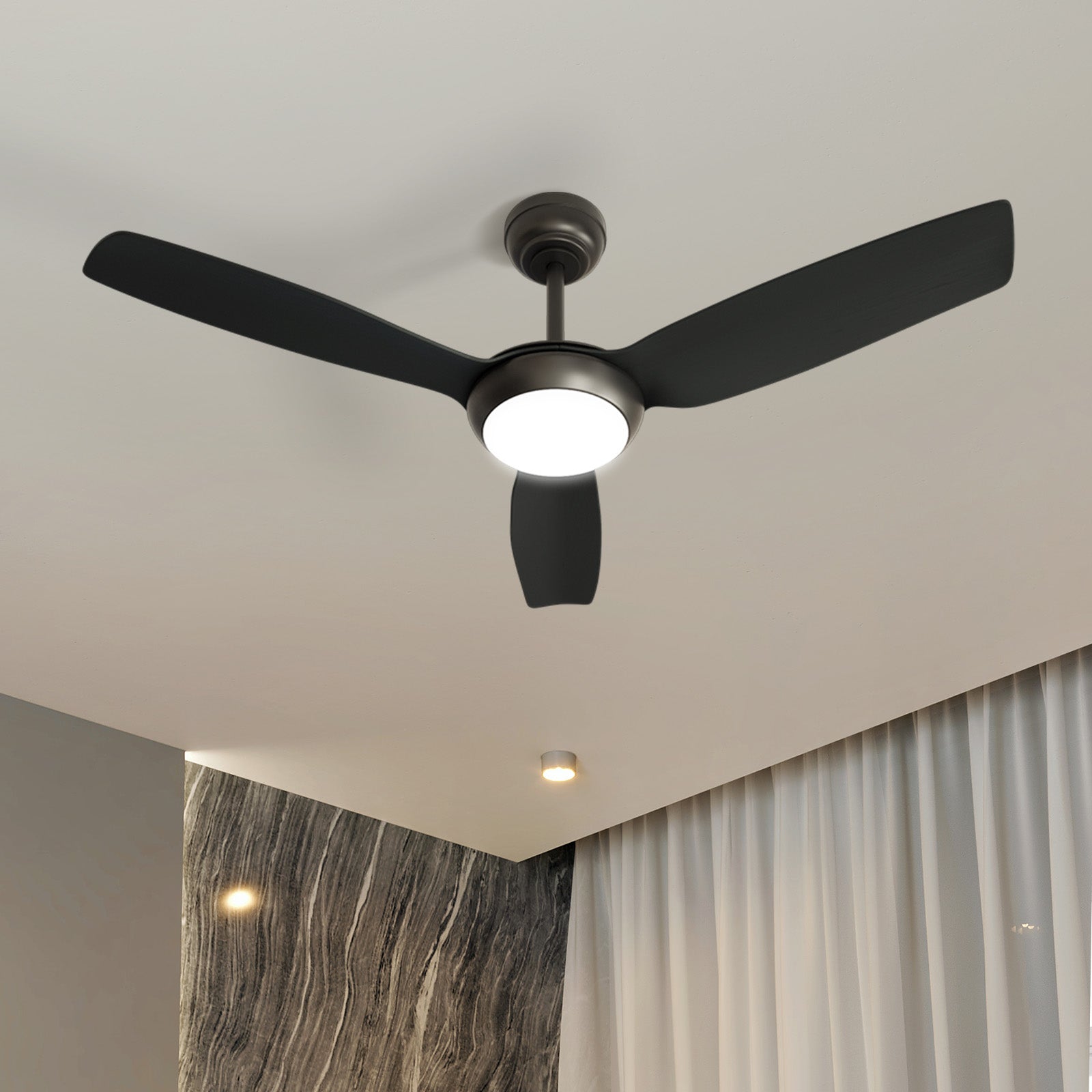 Vevare 52" Ceiling Fan DC Motor With Light Remote Control 5 Speed Fans Black - Sunyee