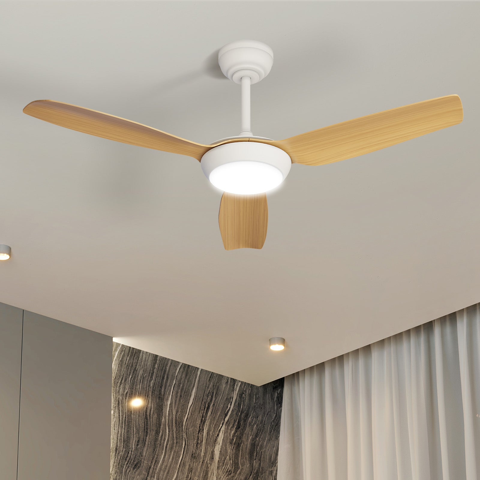 Vevare 52" Ceiling Fan DC Motor With Light Remote Control 5 Speed Fans Wood - Sunyee