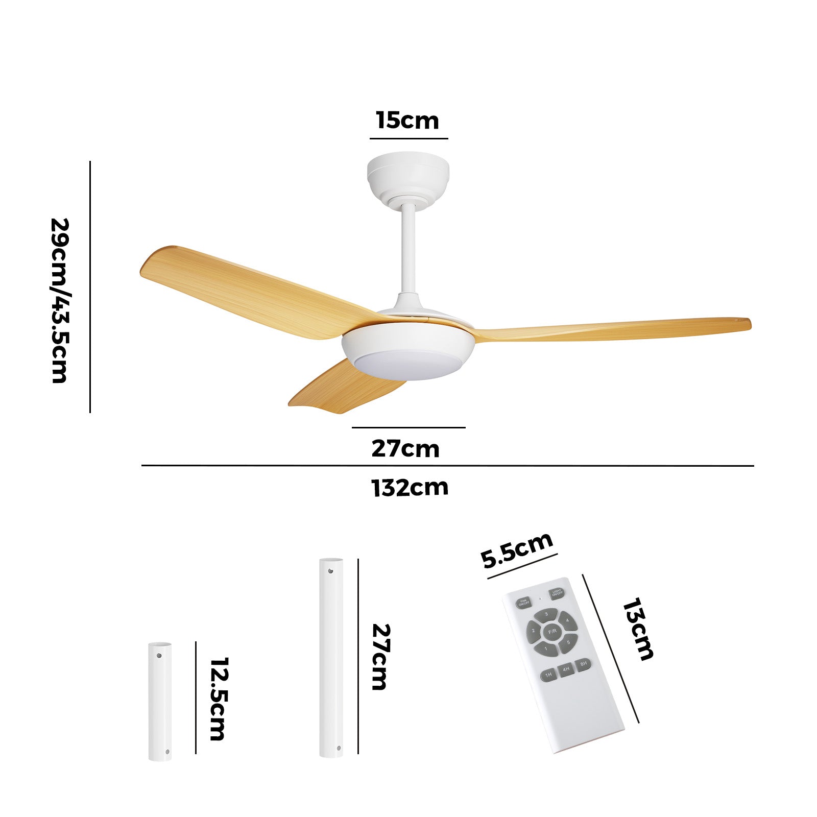 Vevare 52" Ceiling Fan DC Motor With Light Remote Control 5 Speed Fans Wood - Sunyee