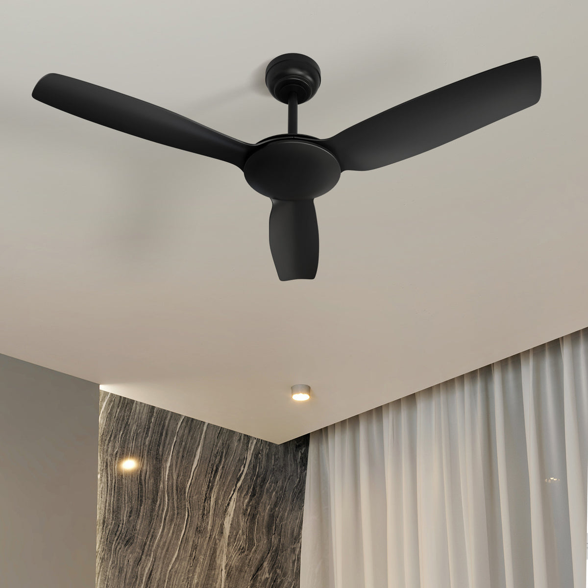 Vevare 52'' Ceiling Fan DC Motor 3 ABS Blades with Remote Control Timer Black - Sunyee