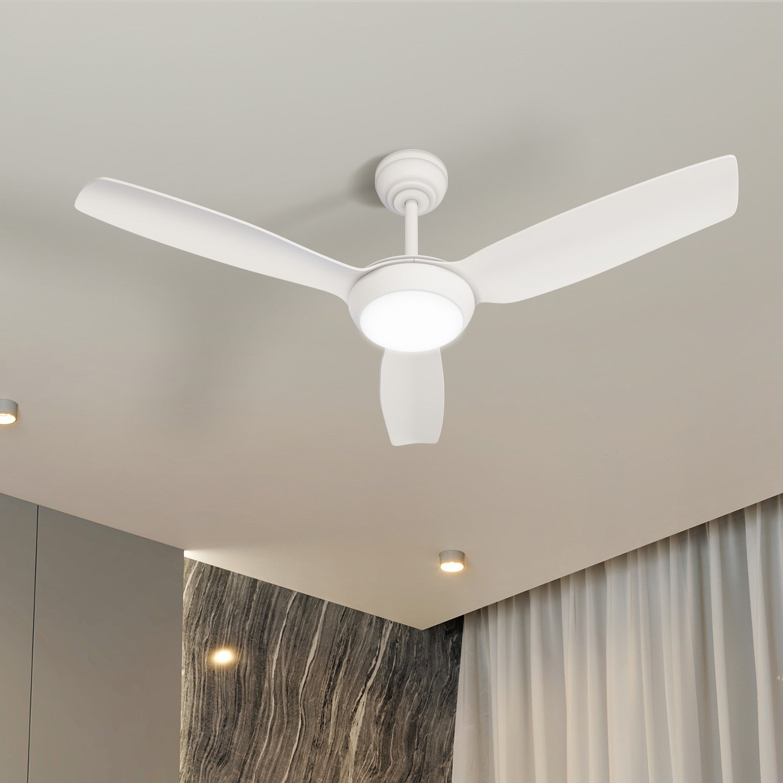 Vevare 52" Ceiling Fan DC Motor With Light Remote Control 5 Speed Fans White - Sunyee