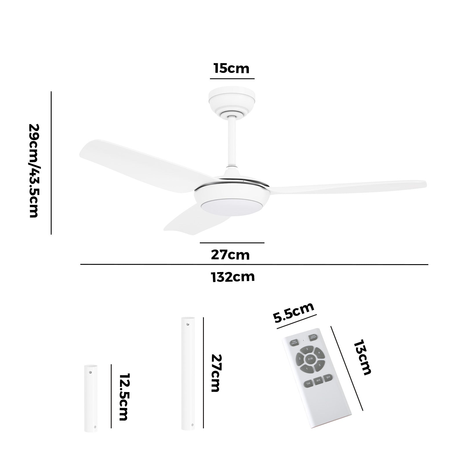 Vevare 52" Ceiling Fan DC Motor With Light Remote Control 5 Speed Fans White - Sunyee
