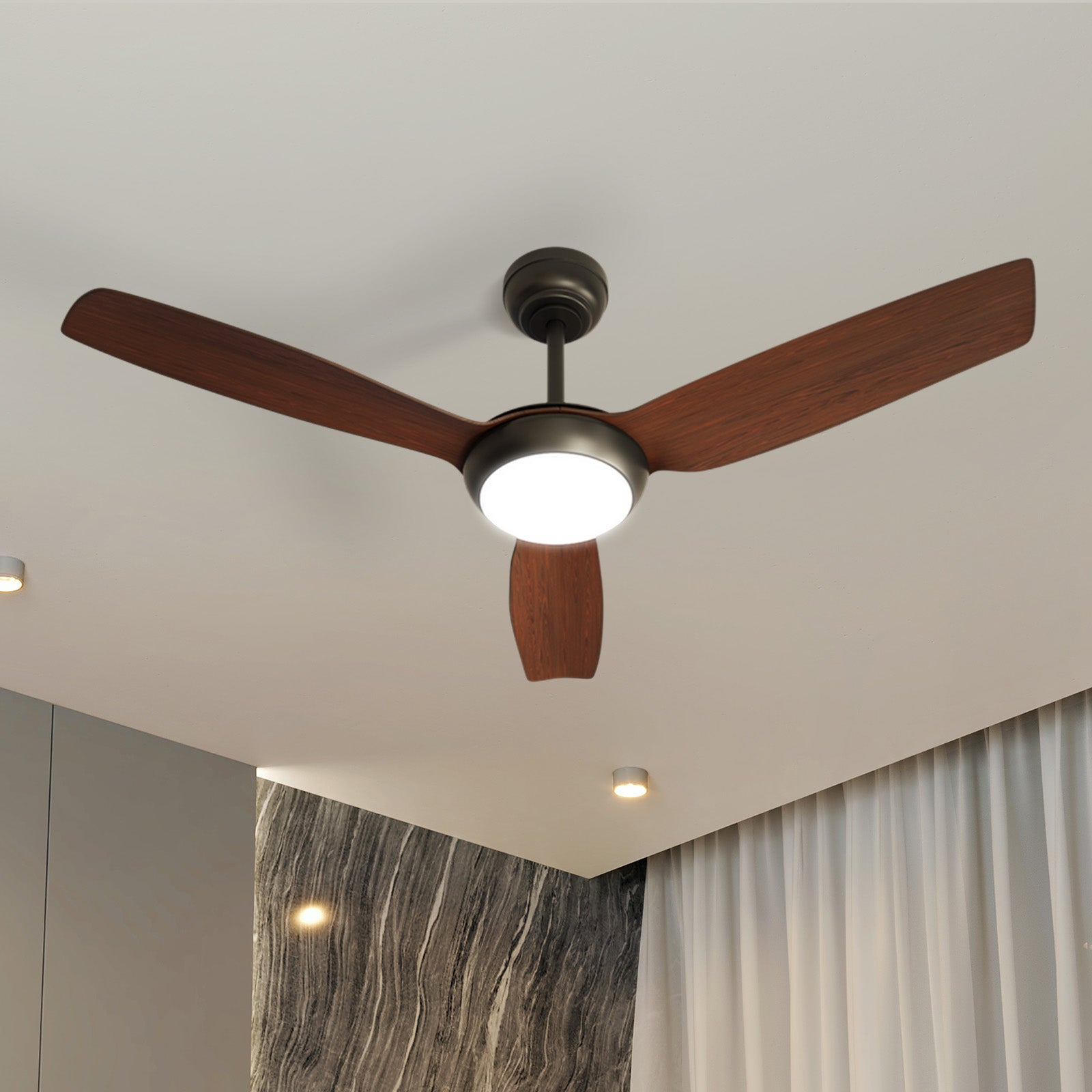 Vevare 52" Ceiling Fan DC Motor With Light Remote Control 5 Speed Fans Walnut - Sunyee