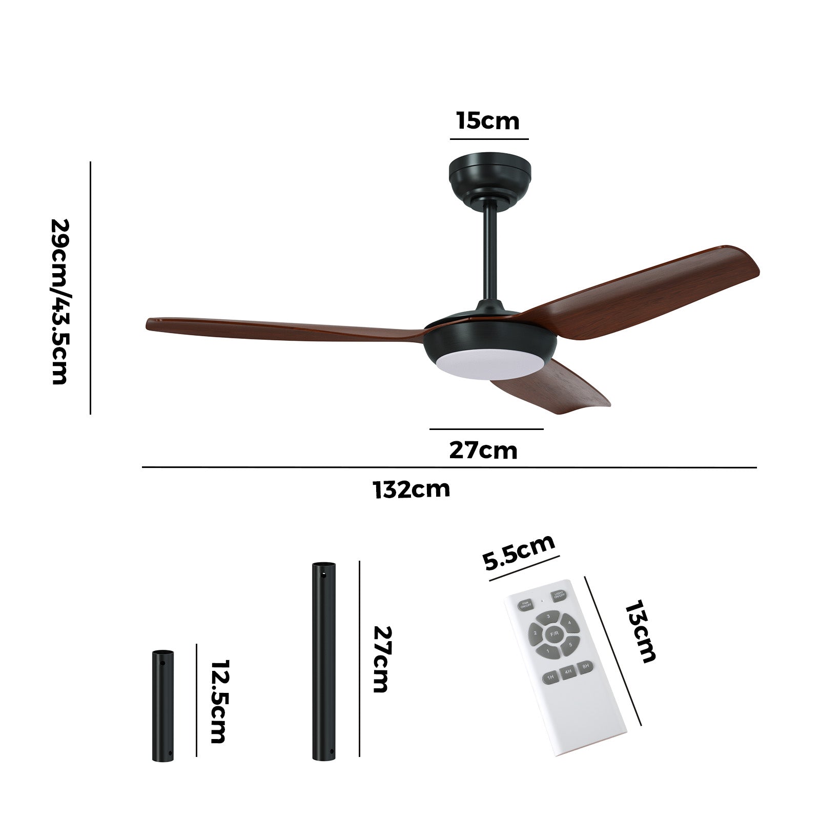 Vevare 52" Ceiling Fan DC Motor With Light Remote Control 5 Speed Fans Walnut - Sunyee