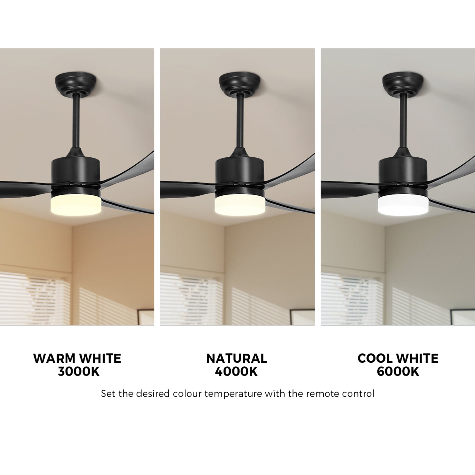 Vevare 52" Ceiling Fan With LED Light DC Motor 5 Speed Fans Remote Control Black - Sunyee
