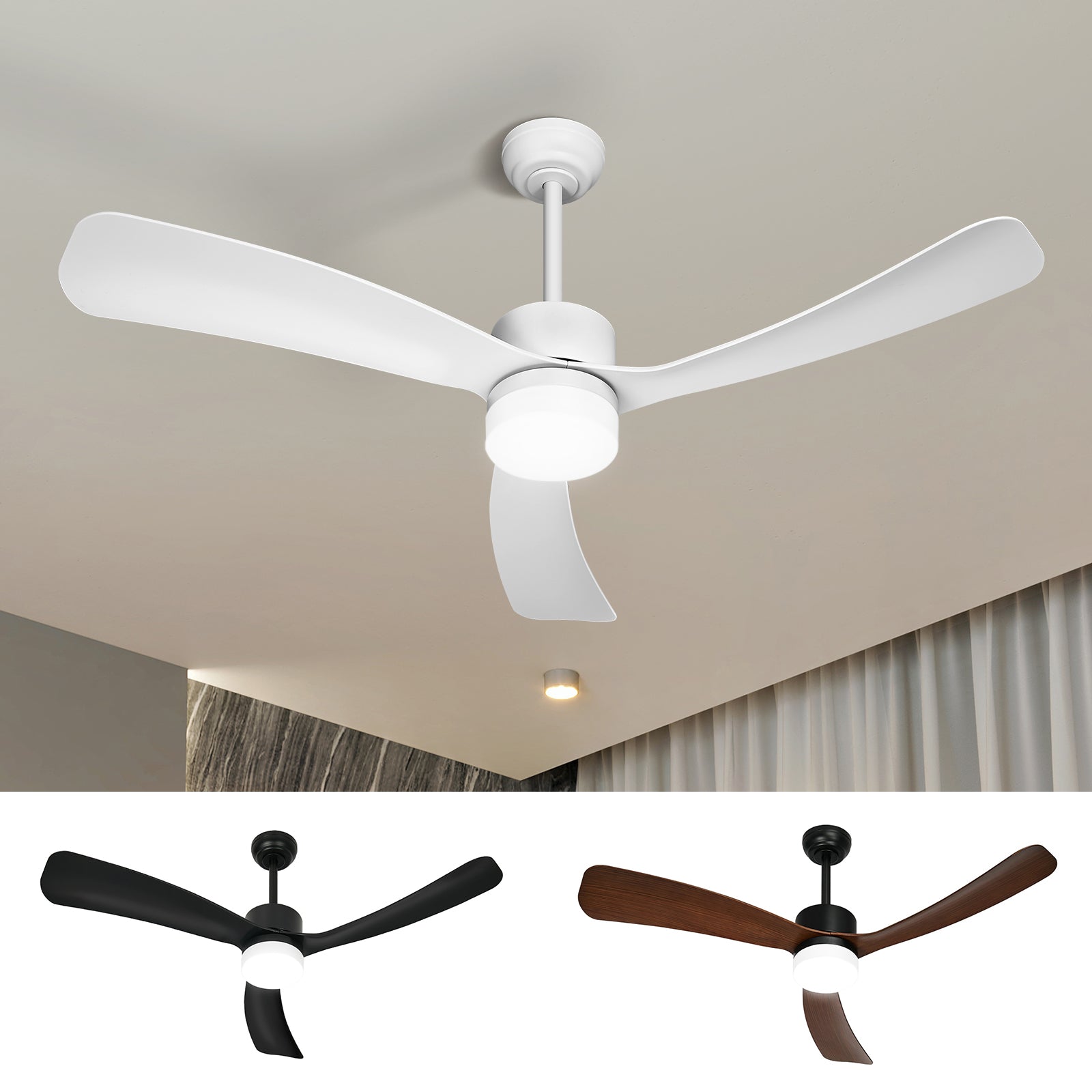 Vevare 52'' Ceiling Fan DC Motor ABS Blades 5 Speed Fans with LED Light & Remote - Sunyee