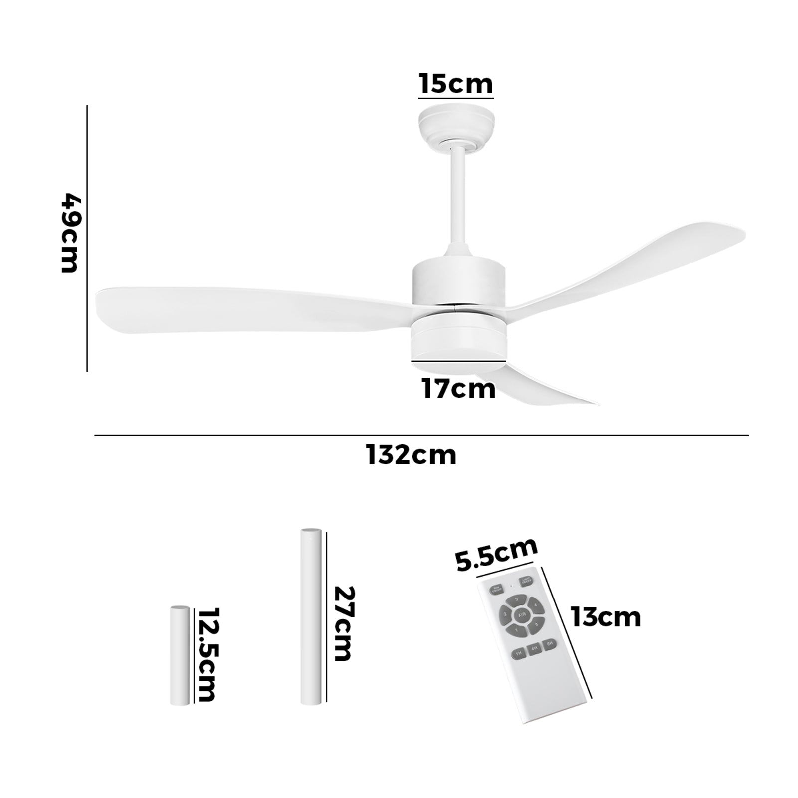 Vevare 52'' Ceiling Fan DC Motor ABS Blades 5 Speed Fans with LED Light & Remote - Sunyee