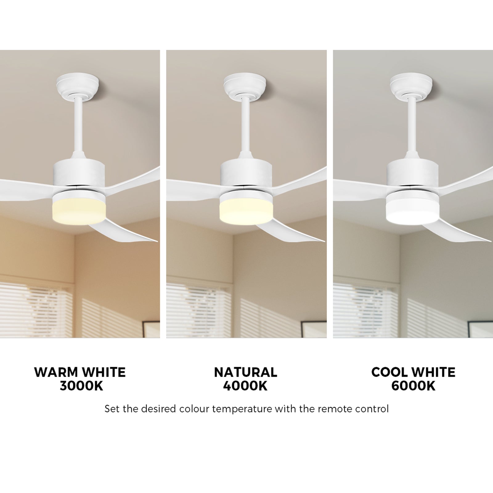 Vevare 52" Ceiling Fan With LED Light DC Motor 5 Speed Fans Remote Control White - Sunyee