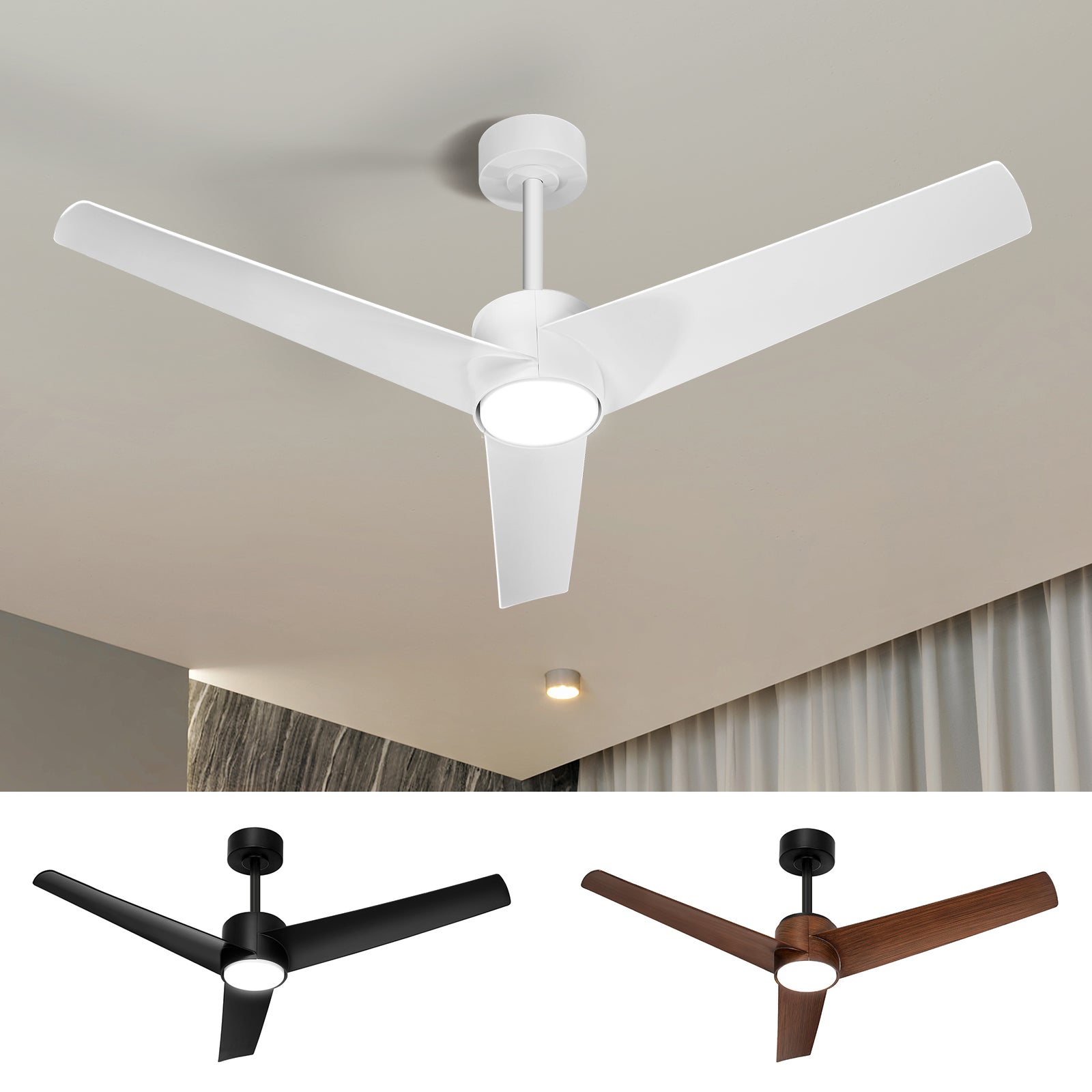 Vevare 52" Ceiling Fan With LED Light DC Motor 5 Speed Fans Remote Control Timer - Sunyee