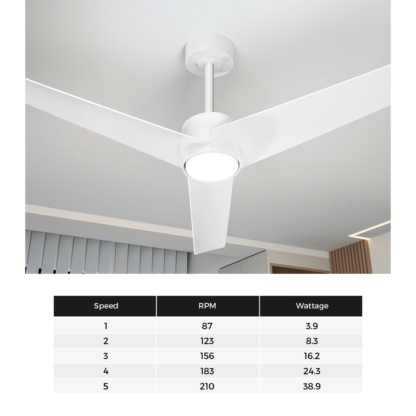 Vevare 52" Ceiling Fan With Light DC Motor 5 Speed Remote Control Timer White