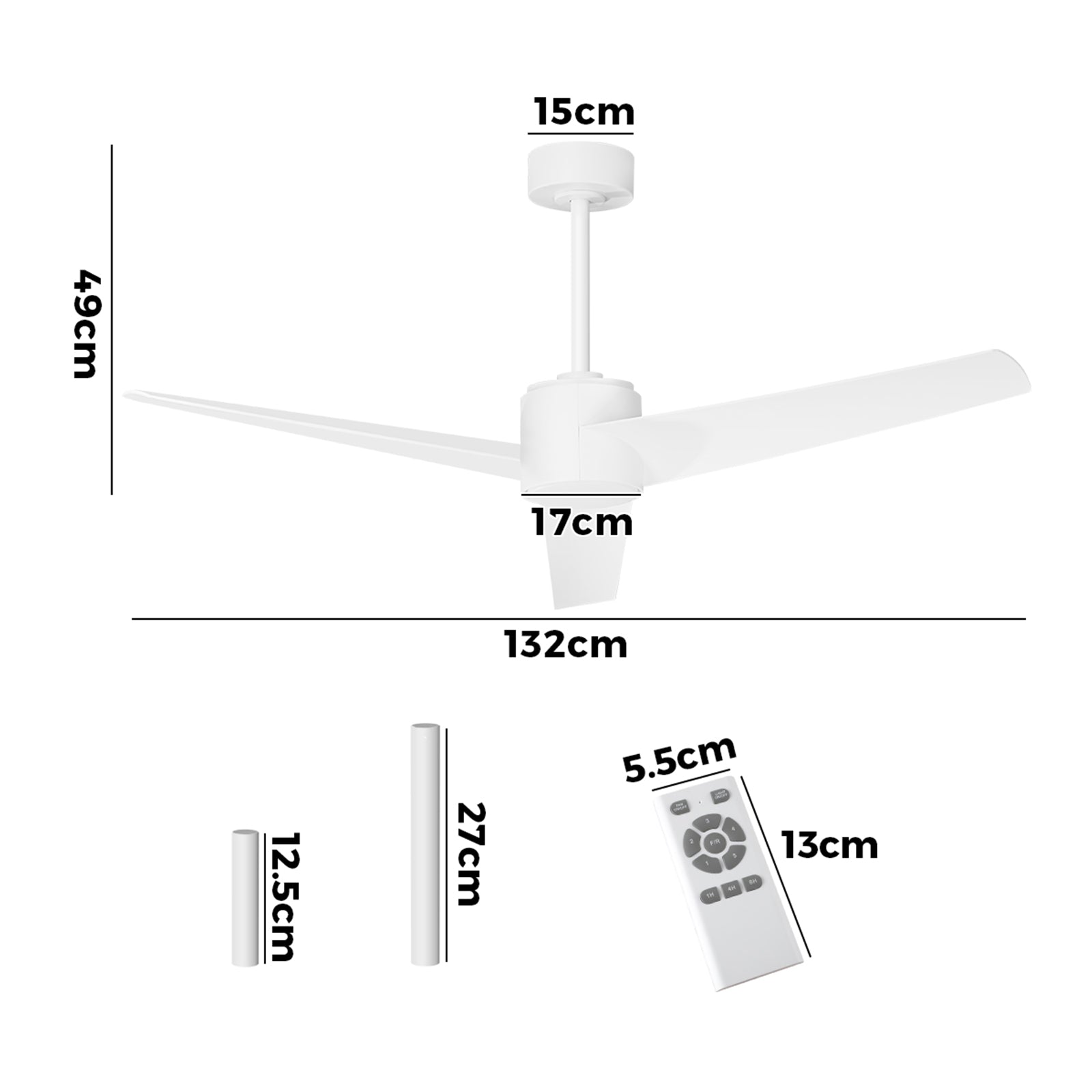 Vevare 52" Ceiling Fan With Light DC Motor 5 Speed Remote Control Timer White - Sunyee