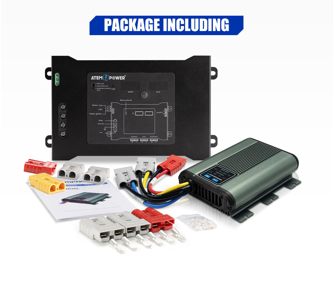 Atem Power 12V 25A DC to DC Battery Charger Dual Battery System Kit + Smart Hub - Sunyee