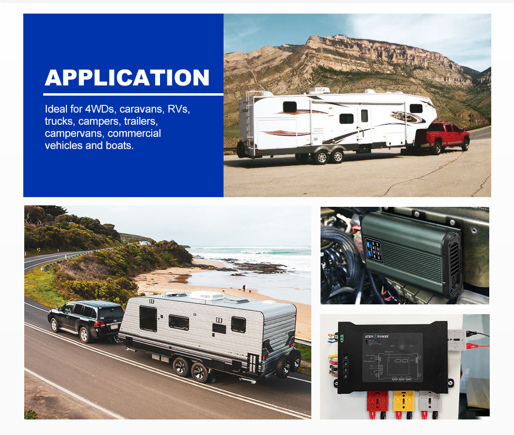 Atem Power 40A DC to DC Battery Charger MPPT 12V Dual Battery System + Smart Hub - Sunyee