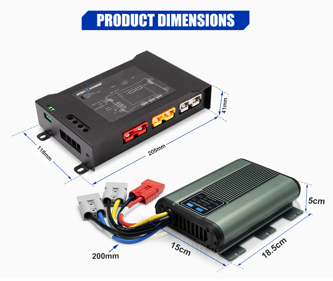 Atem Power 40A DC to DC Battery Charger MPPT 12V Dual Battery System + Smart Hub - Sunyee