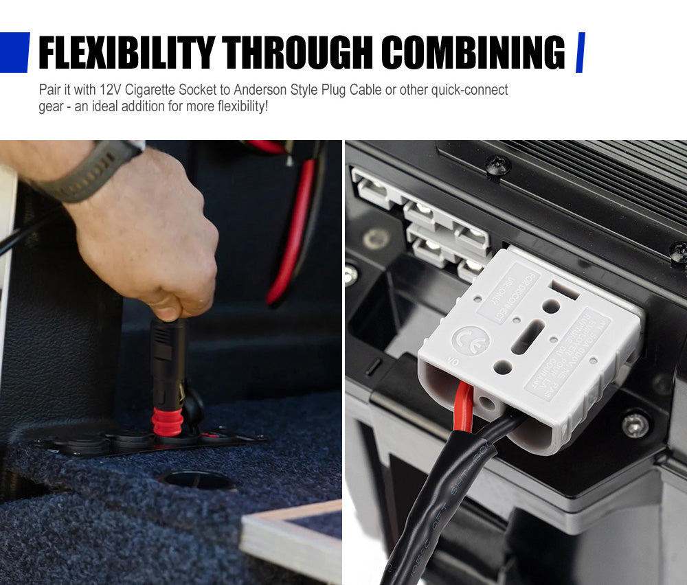 Atem Power 50A Anderson Style Plug To Cigarette Plug Socket Adapter Cable Lead - Sunyee