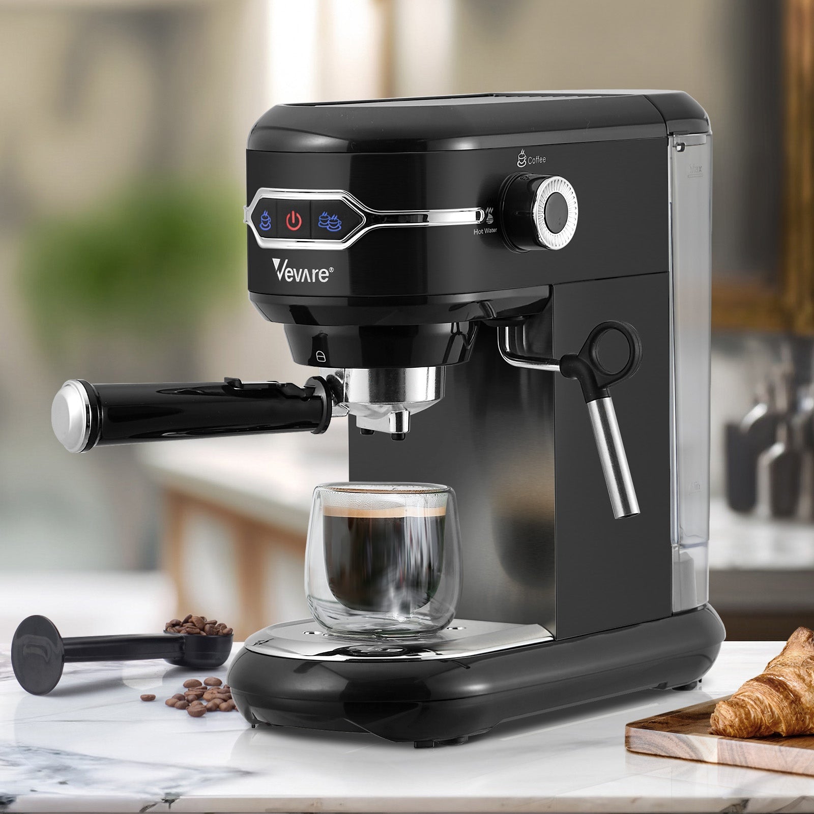 Vevare Espresso Coffee Machine Latter Cappuccino Maker 19 Bar Milk Frother Black - Sunyee