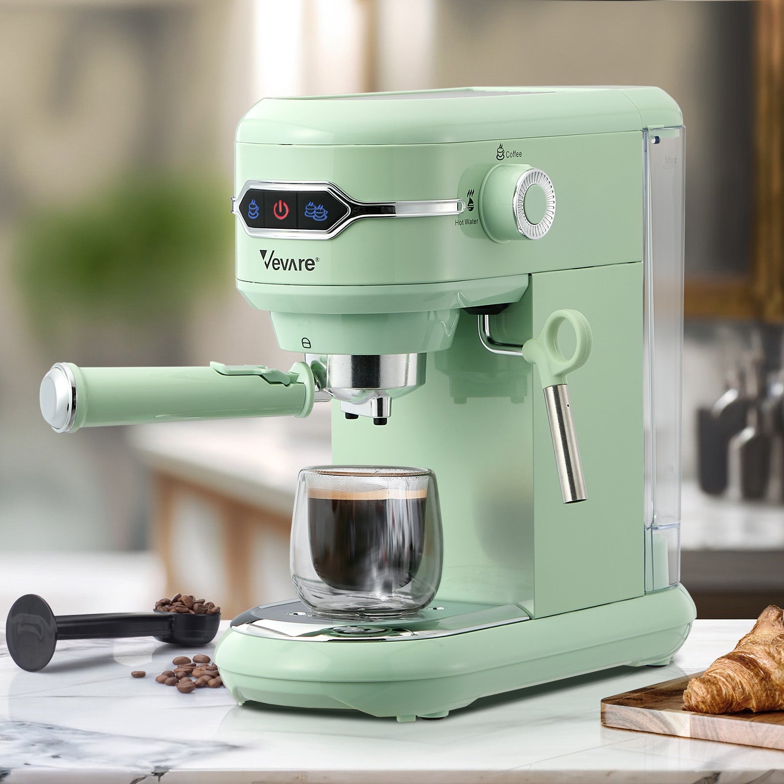 Vevare Espresso Coffee Machine Latter Cappuccino Maker 19 Bar Milk Frother Mint - Sunyee