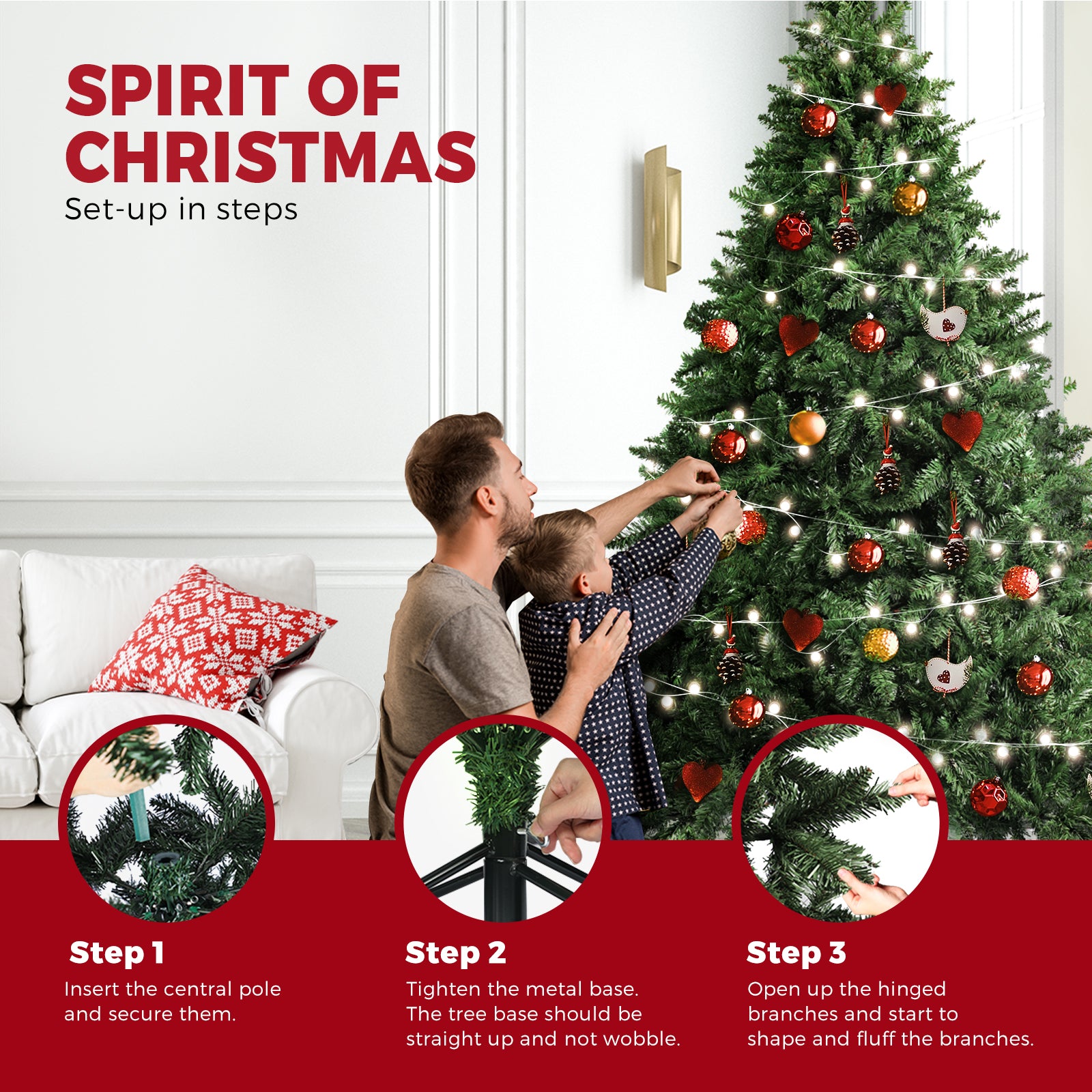 Christmas Tree Xmas Decorations 1.8M 6FT Home Decor Green Artificial 1200 tips - Sunyee