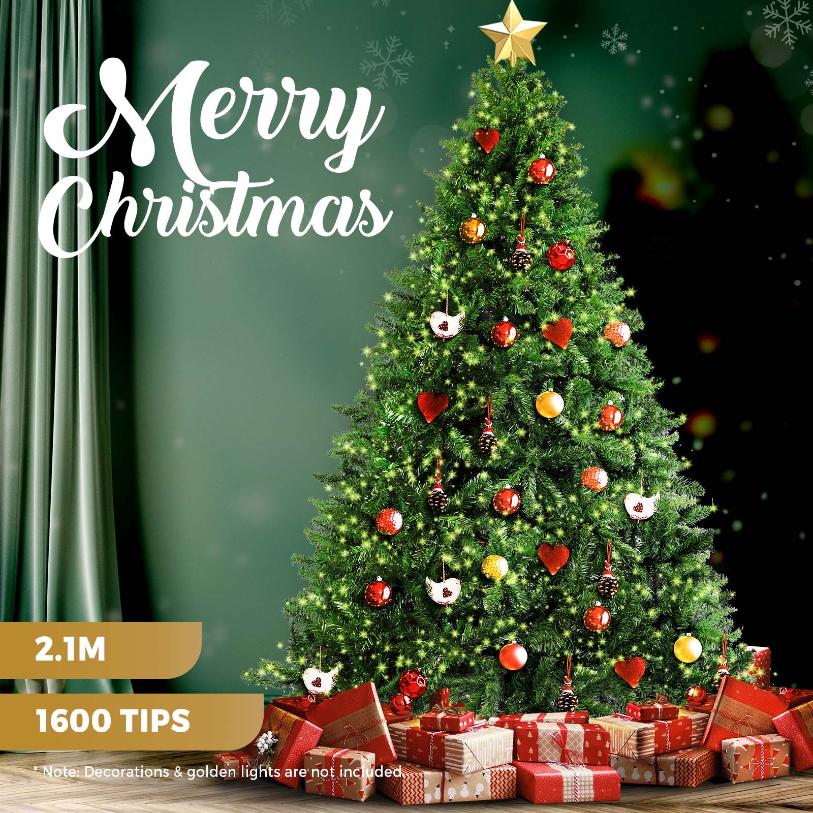 Christmas Tree Xmas Decorations 1.8/2.1M Home Decor Green Artificial Pine Cones - Sunyee