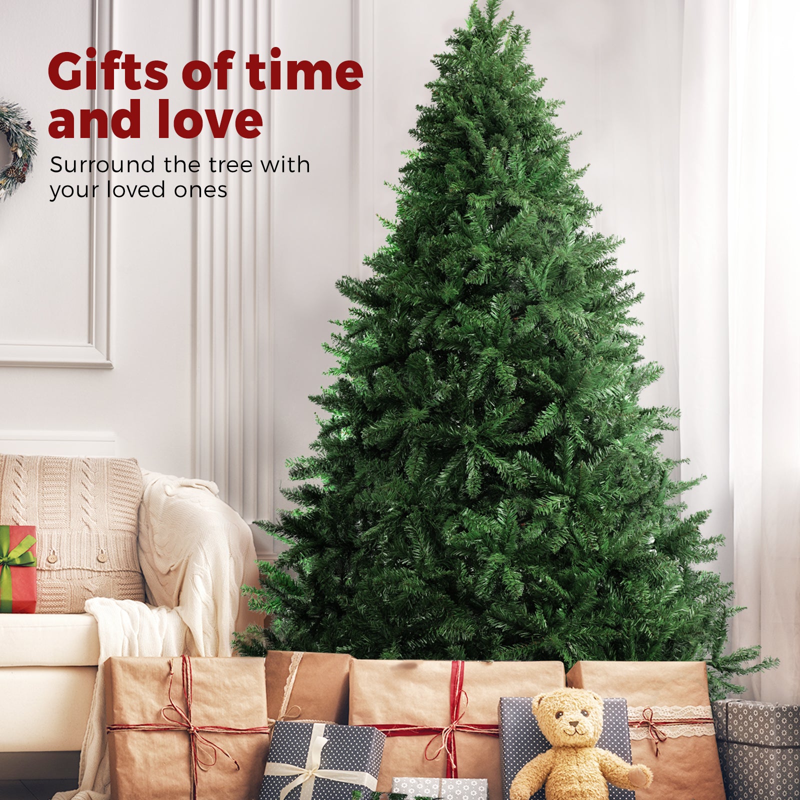 Christmas Tree Xmas Decorations 2.1M 7FT Home Decor Green Artificial 1600 tips - Sunyee