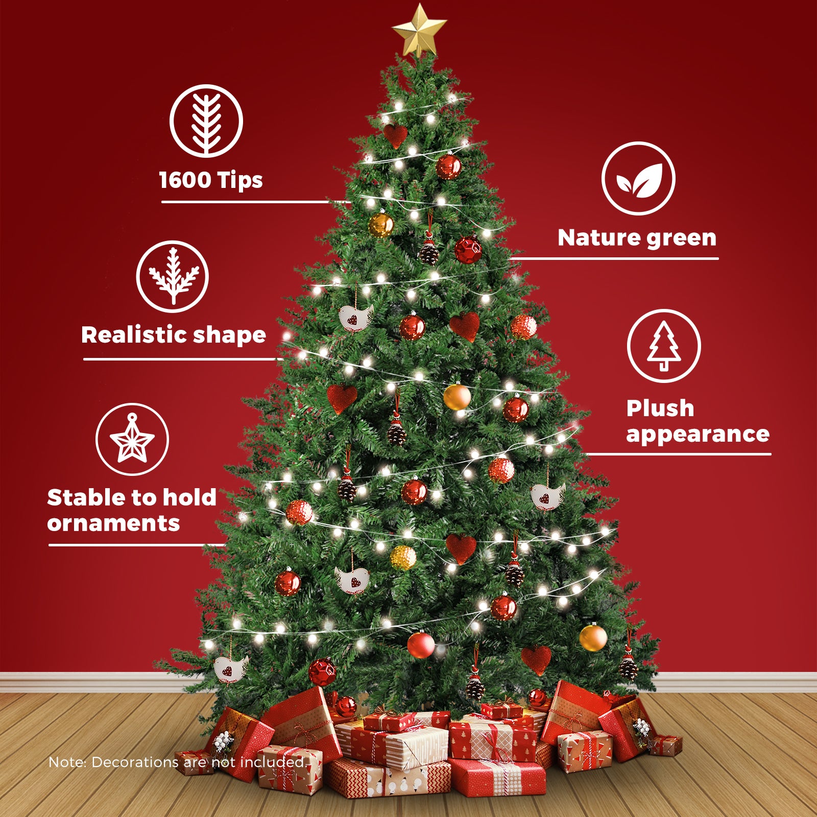 Christmas Tree Xmas Decorations 2.1M 7FT Home Decor Green Artificial 1600 tips - Sunyee