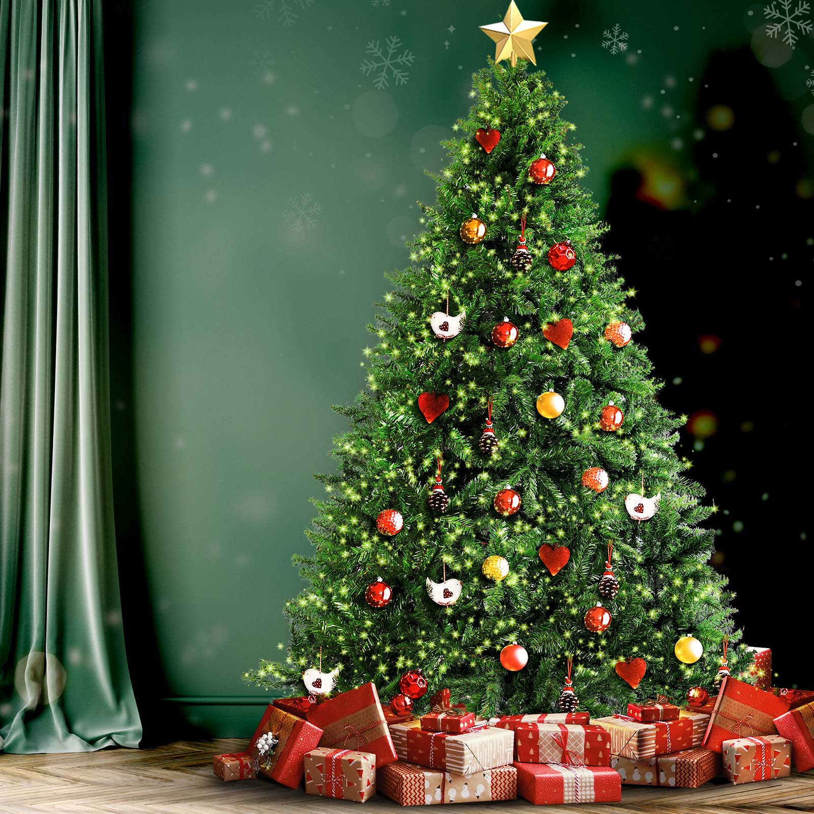 Christmas Tree Xmas Decorations 2.1M 7FT Home Decor Green Artificial 1600 tips - Sunyee
