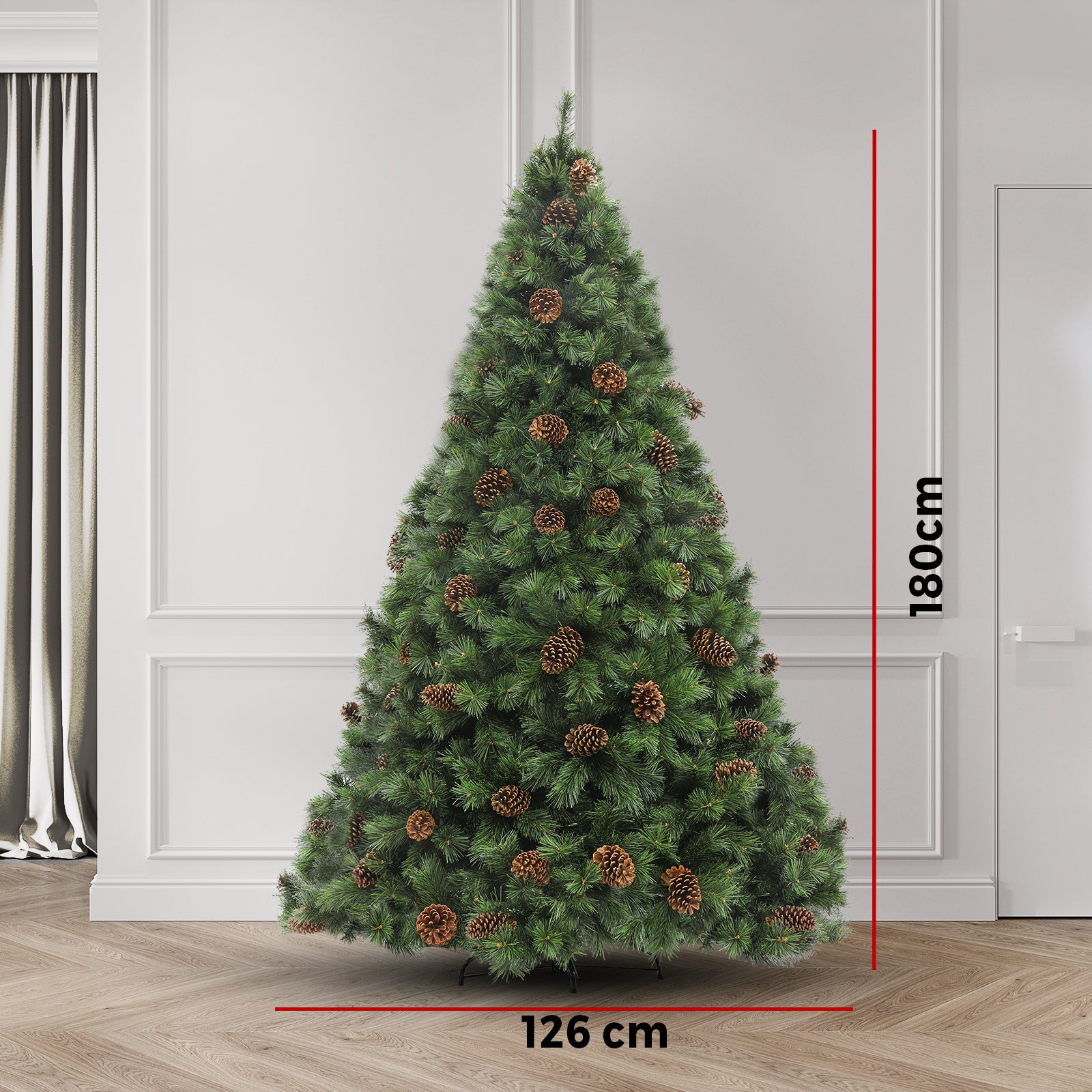 Christmas Tree Xmas Decorations Pine Cones 1.8M 6FT Home Decor Green 1100 tips - Sunyee