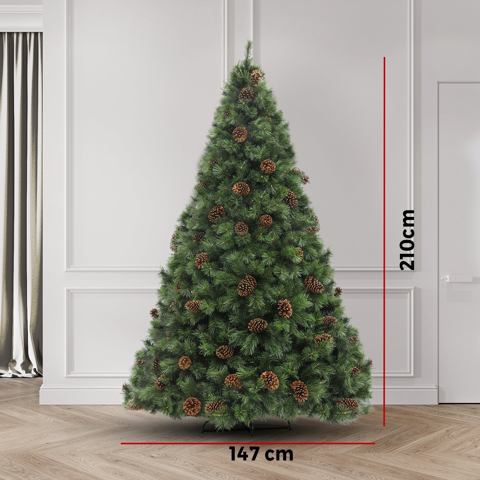 Christmas Tree Xmas Decorations Pine Cones 2.1M 7FT Home Decor Green 1500 tips - Sunyee