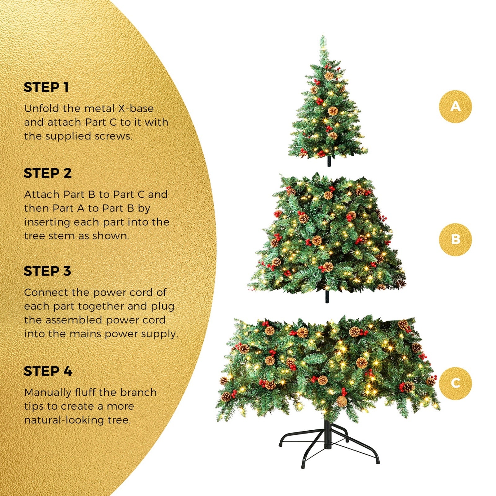 Tinseltown LED Christmas Tree 1.8M 6FT Xmas Trees Decorations Green with Ornaments - Sunyee