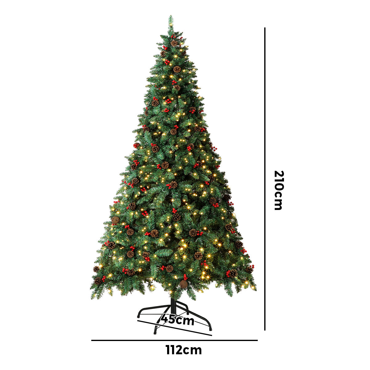 Tinseltown LED Christmas Tree 2.1M 7FT Xmas Trees Decorations Green with Ornaments