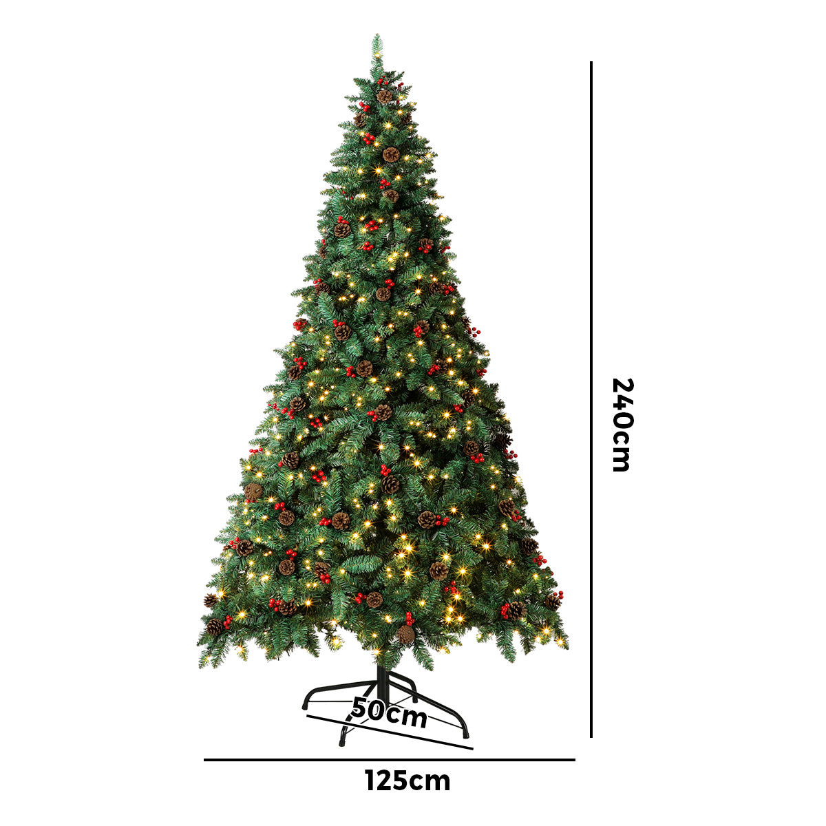 Tinseltown LED Christmas Tree 2.4M 8FT Xmas Trees Decorations Green with Ornaments