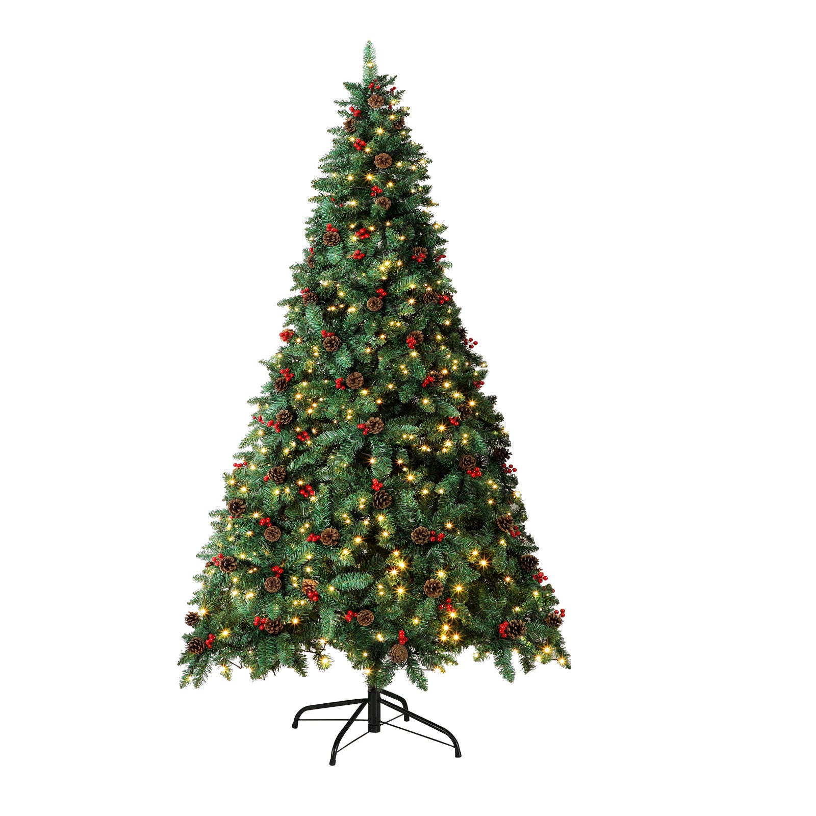 Tinseltown LED Christmas Tree 2.4M 8FT Xmas Trees Decorations Green with Ornaments