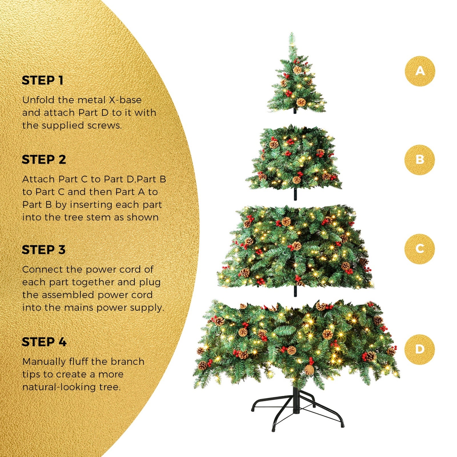 Tinseltown LED Christmas Tree 2.4M 8FT Xmas Trees Decorations Green with Ornaments - Sunyee