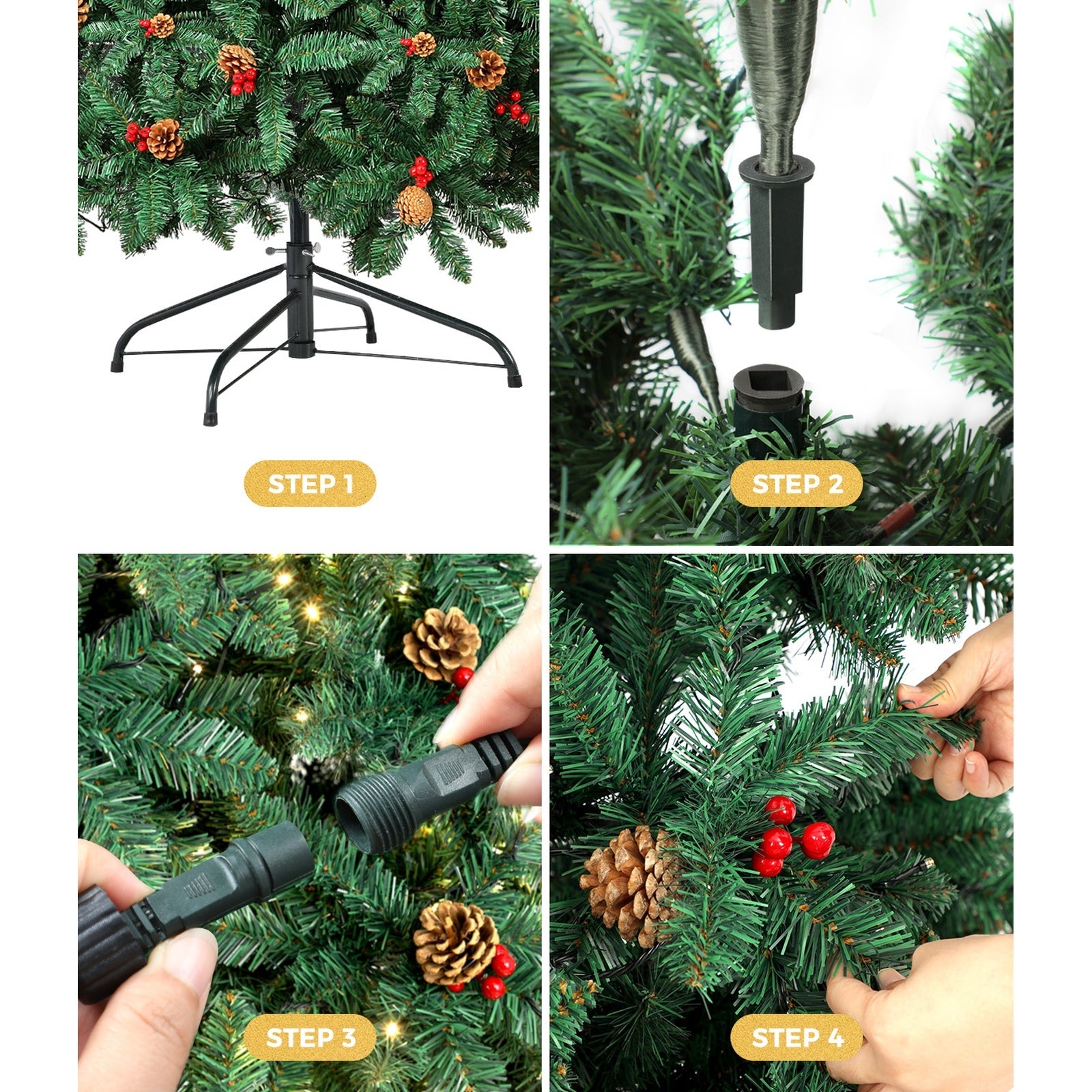 Tinseltown LED Christmas Tree 2.4M 8FT Xmas Trees Decorations Green with Ornaments - Sunyee