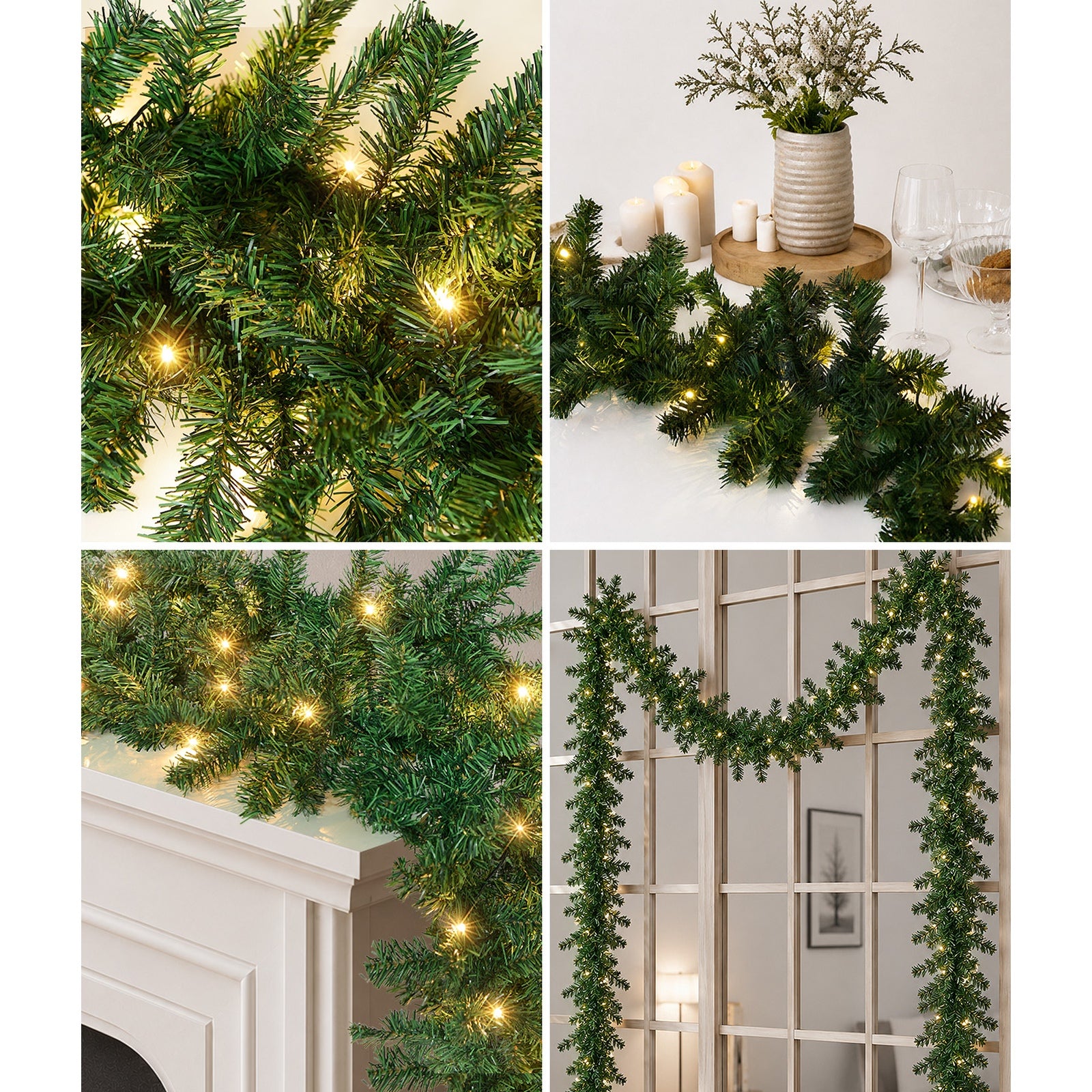 Tinseltown 10M LED Pre Lit Christmas Garland Door Stairs Fireplace Decor Green