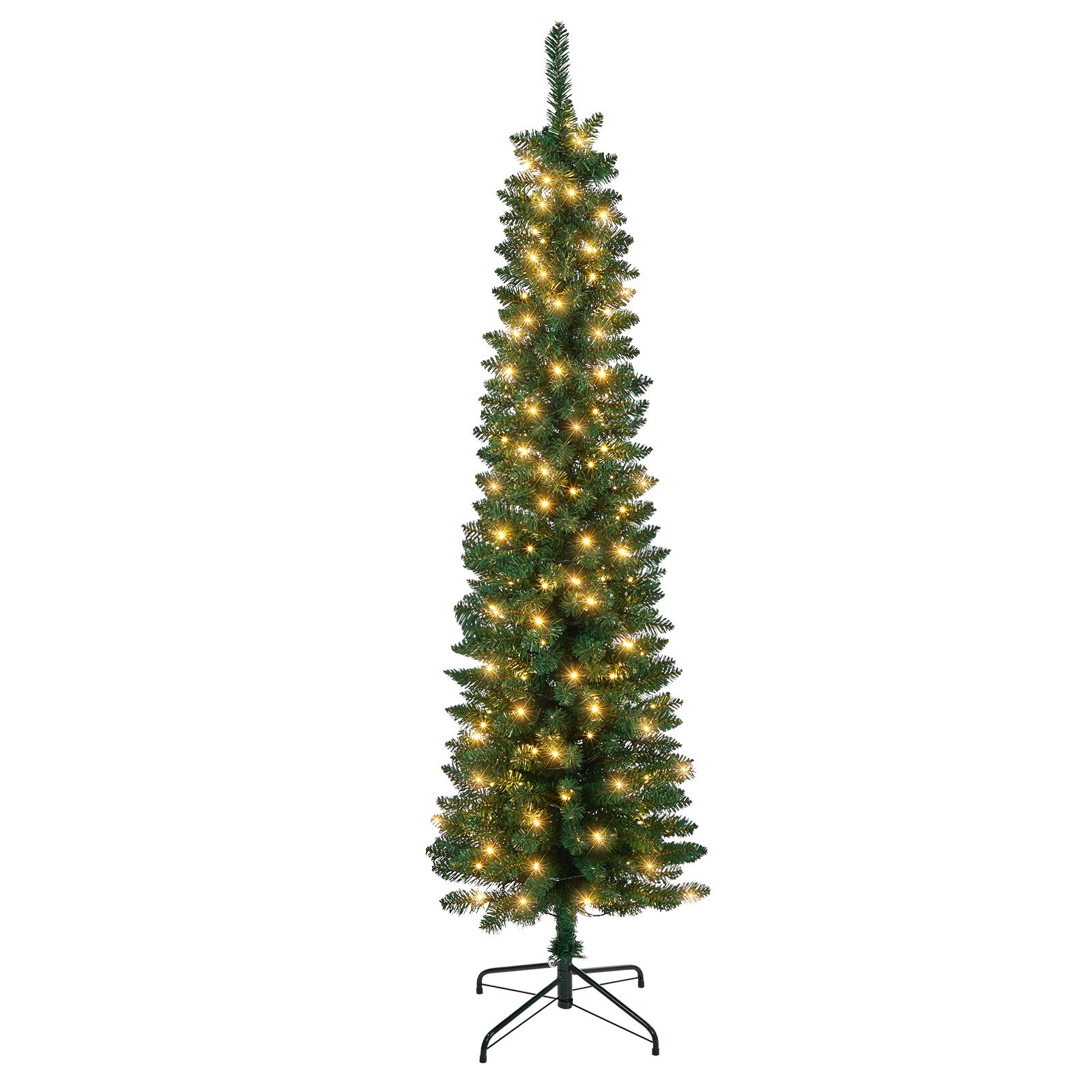 Tinseltown Slim LED Christmas Tree 6FT 1.8M Warm Lights Green 300 Tips