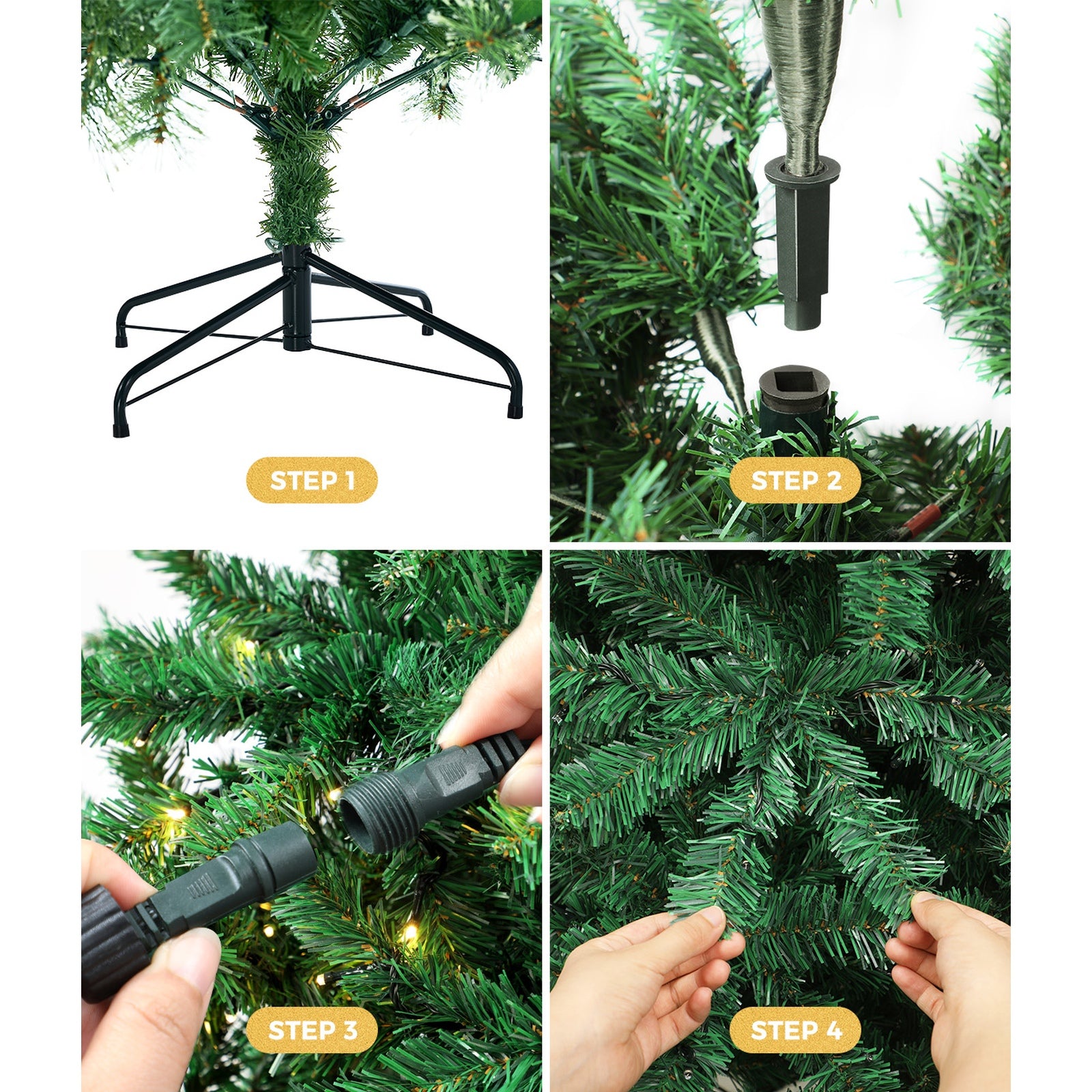 Tinseltown LED Christmas Tree 7FT 2.1M Xmas Trees Decor with Red Tree Skirt