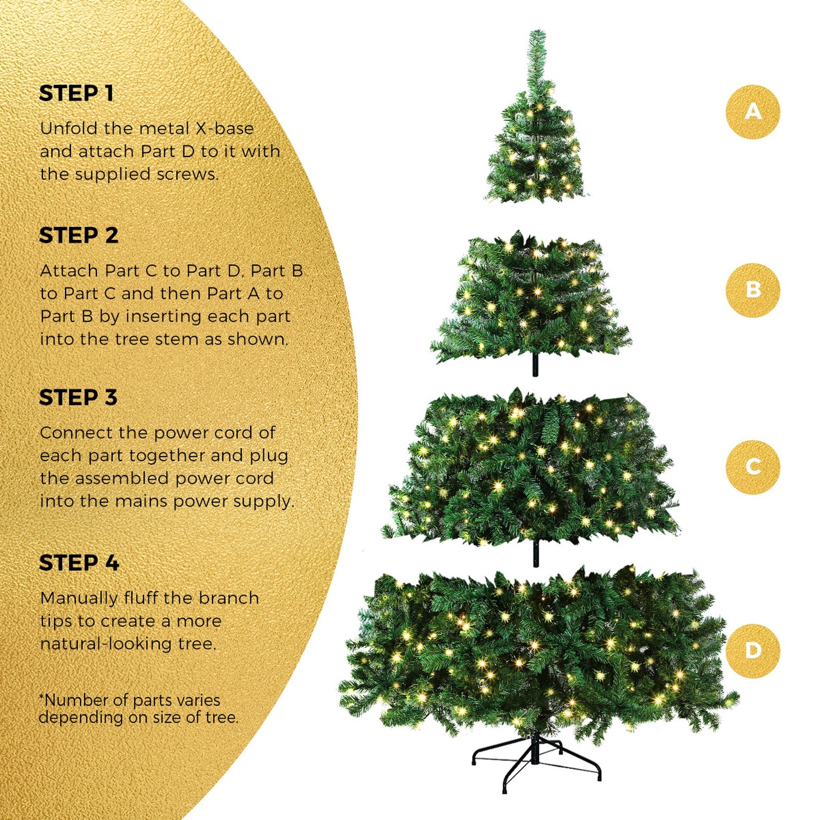 Tinseltown LED Christmas Tree 1.8M/2.1M/2.4M Xmas Trees Decor Red Tree Skirt