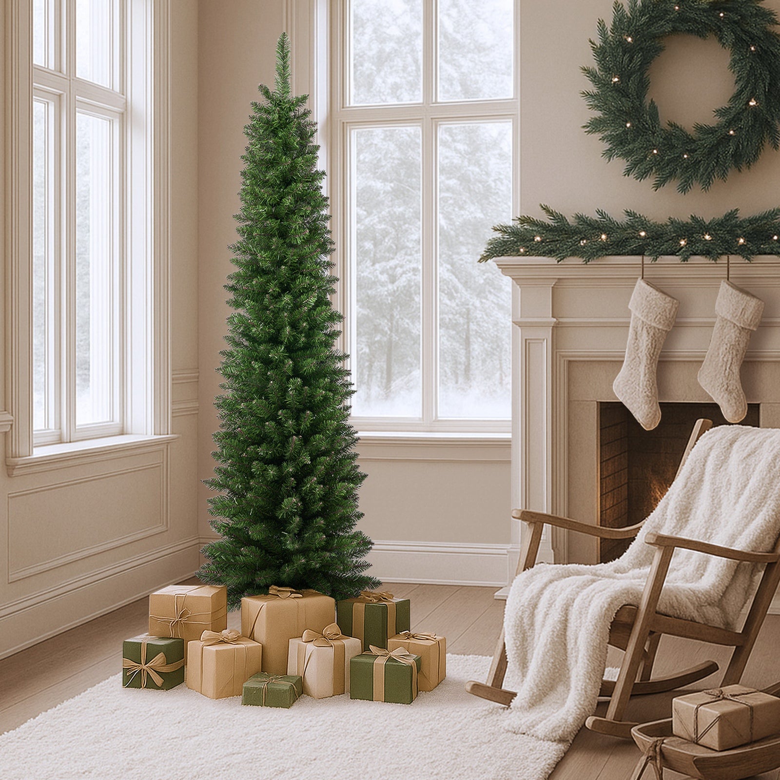 Tinseltown Slim Christmas Tree 1.8M 6FT Xmas Trees Decoration Green - Sunyee
