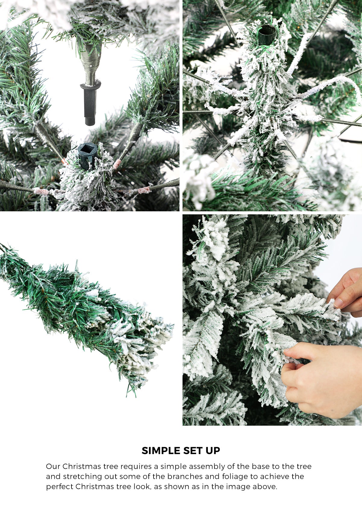 Mazam Christmas Tree 1.8M 6FT Xmas Trees Decorations White Snow Flocked 830 Tips - Sunyee