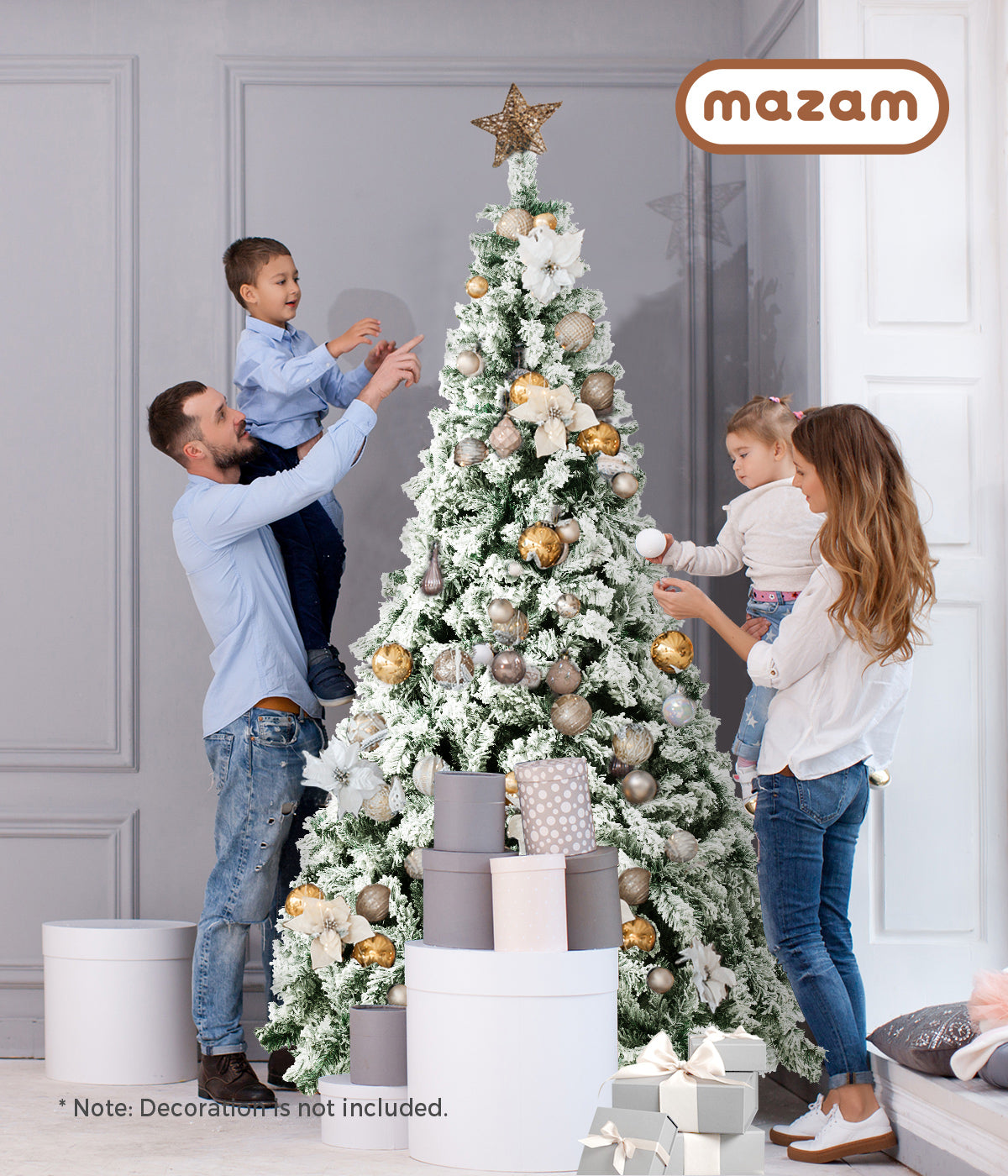 Mazam Christmas Tree 2.1M 7FT Xmas Trees Decoration White Snow Flocked 1050 Tips - Sunyee