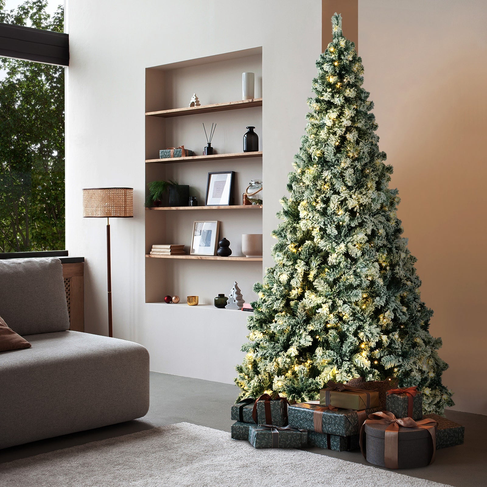 Tinseltown LED Christmas Tree 1.8M/2.1M/2.4M Xmas Trees White Snow Flocked Decoration - Sunyee